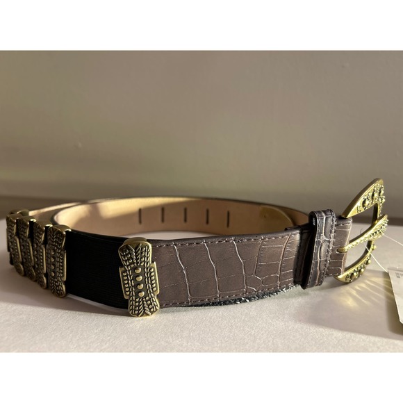 Chicos genuine leather belt 79984 Leopard Print Embossed Leather and Brass NWT - Picture 3 of 10